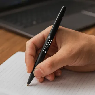 Stylo J WELL à bille rétractable noir – pointe ronde et encre noire | J WELL