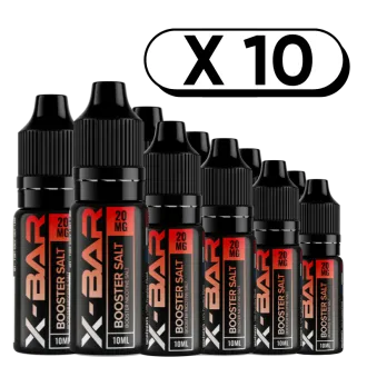 Pack X10 Booster sel de nicotine 10ml en 20mg/ml - X-Bar