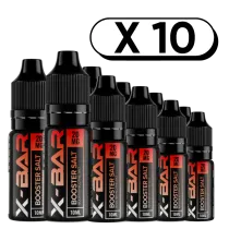 Pack X10 Booster sel de nicotine 10ml en 20mg/ml - X-Bar
