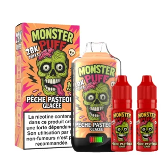 Monster Puff 28K – Pêche Pastèque Glacée  –  Rechargeable I J WELL