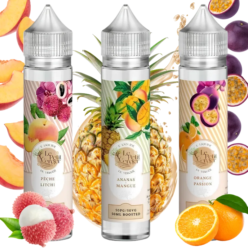 Pack de 3 e-liquides 50ml Fruits Exotiques - Le Petit Verger