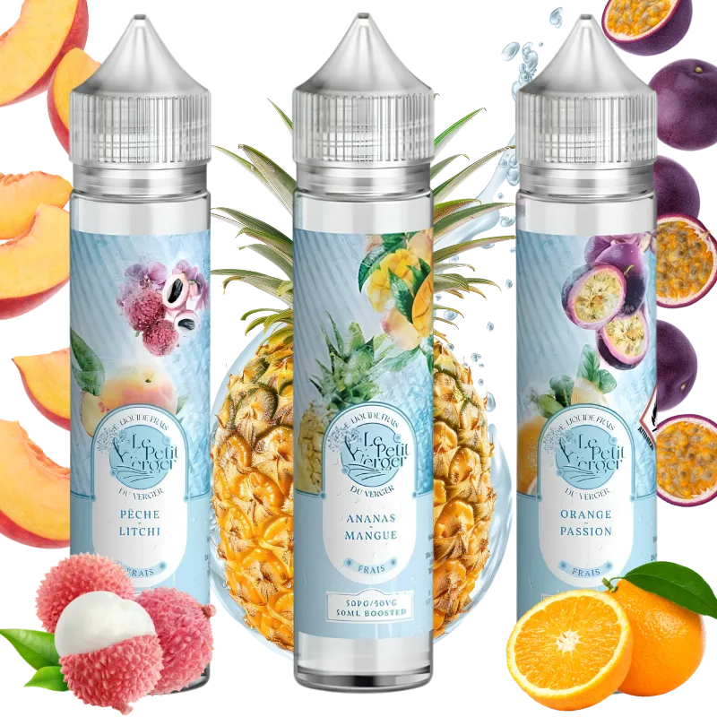 Pack de 3 e-liquides 50ml Fruits Exotiques Frais - Le Petit Verger